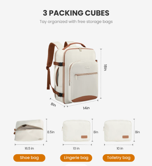 4Pcs, 40/50L Freyja Laptop Travel Backpack, 17" 18"